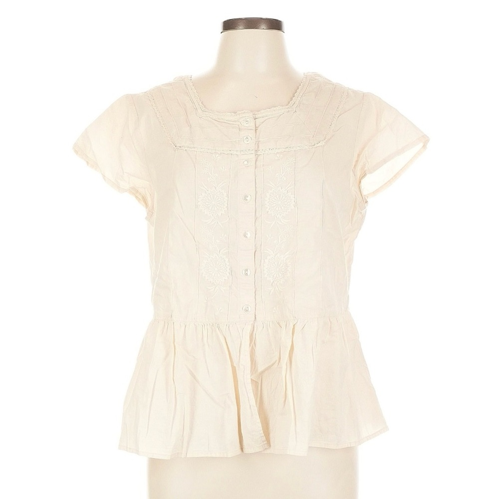 April Cornell Cream Blouse with Embroidered Details